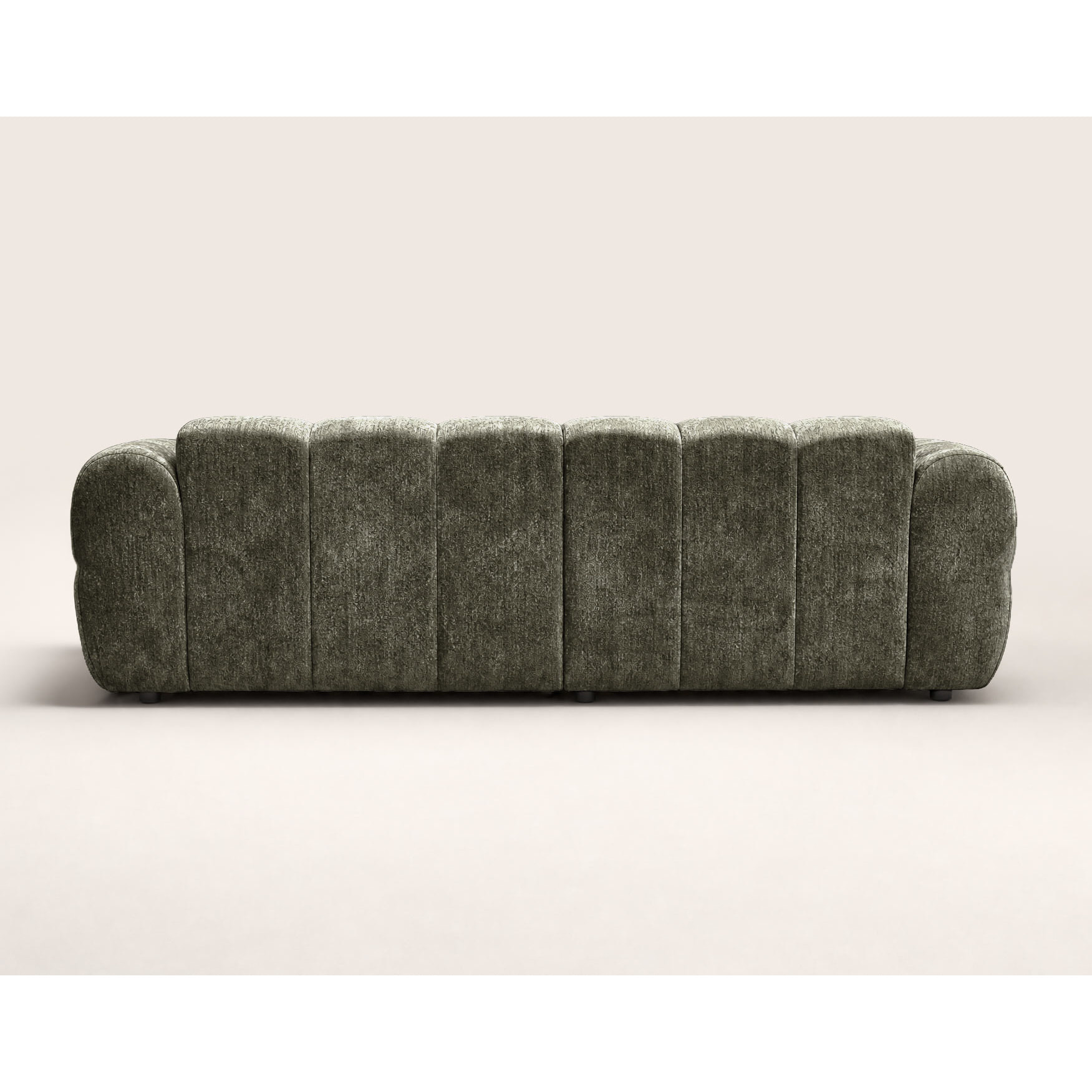 Mini Ray - Canapé d'angle gauche 4 places en tissu texturé - Vert Kaki
