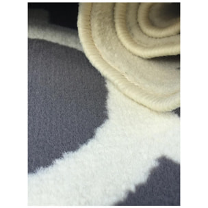Tapis Kihe gris et blanc motif géométrique