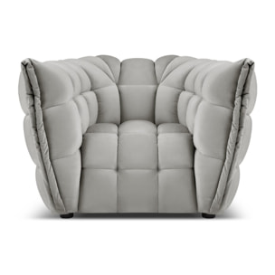 Fauteuil "Cedric" en velours gris clair