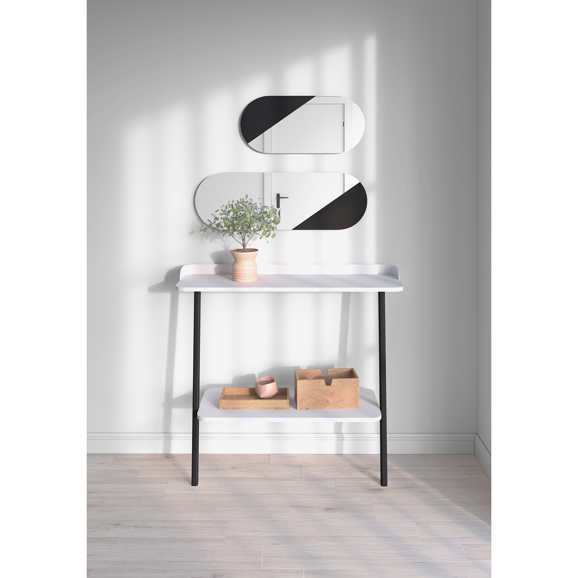 Set de espejos ovalados Aire haya negro 90/65x30x2 cm