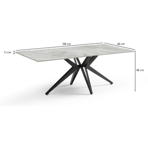 Table basse en céramique 120x60cm gris brillant - 7 piètements - UNIK