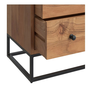 Commode en bois d'acacia et métal, 3 tiroirs - Alabama