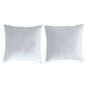 2 Fundas de almohada 50x50 cm azul REALEJO - 100% algodón -