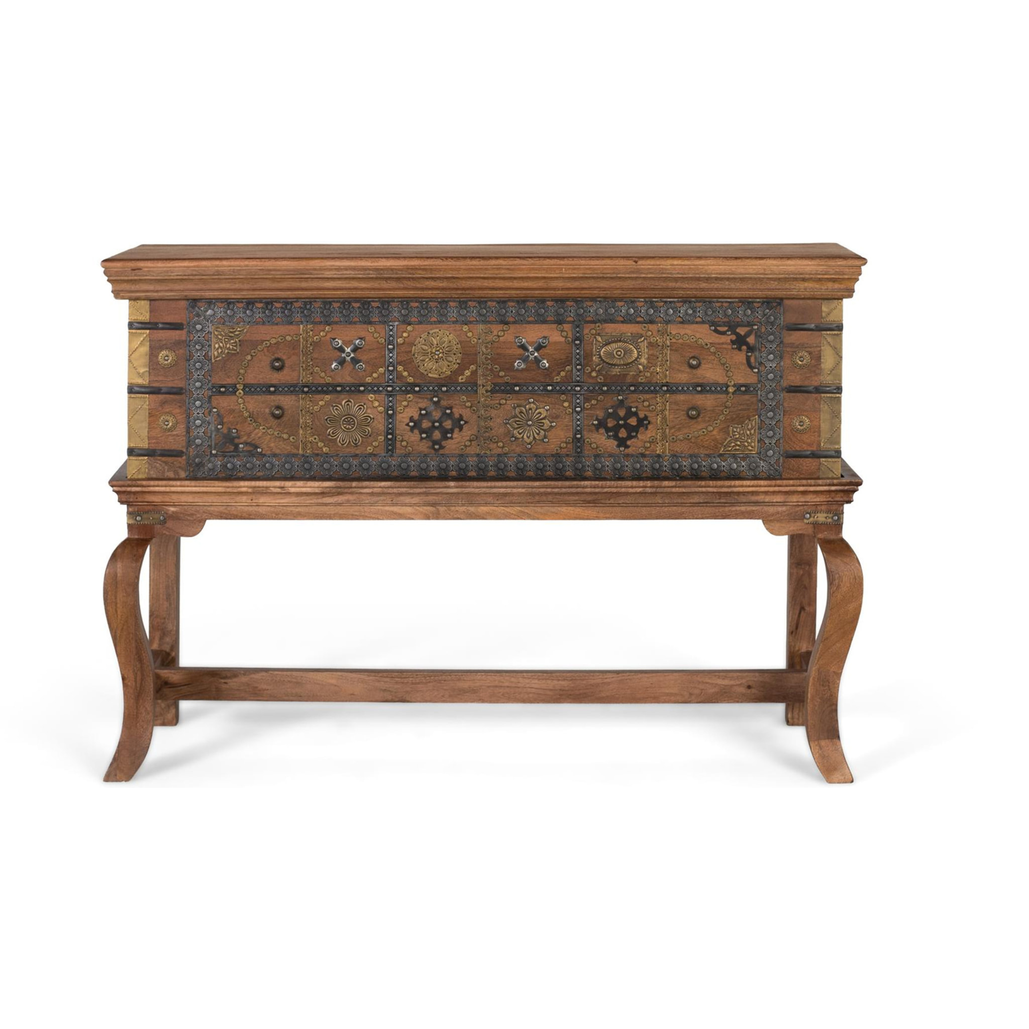 Consola de Madera de Mango 116 Cm Estilo Artesanal Clásico