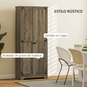 Alacena de Cocina Armario de Cocina Armario de Almacenaje con 2 Puertas y Estantes Ajustables para Comedor Salón 78x31,5x182 cm Marrón Grisáceo