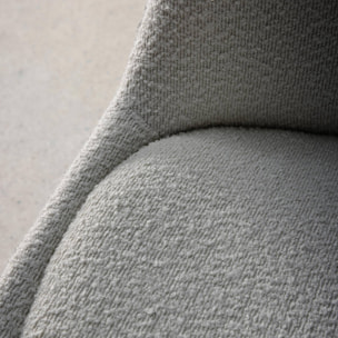 Lot de 4 chaises scandinaves revêtement bouclette texturée gris clair. pieds bois de hêtre - Nils