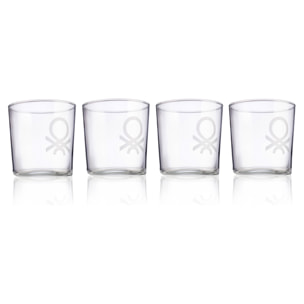 Set 4pcs vasos de agua cristal logo transparente  benetton