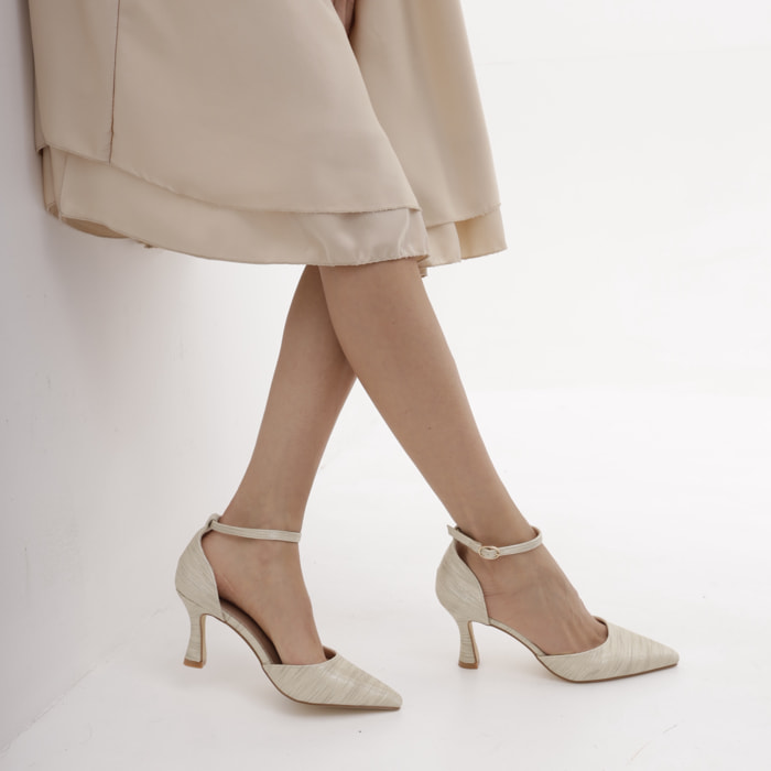 DECOLLETE' D'ORSAY CHOCOLA' PLATINO