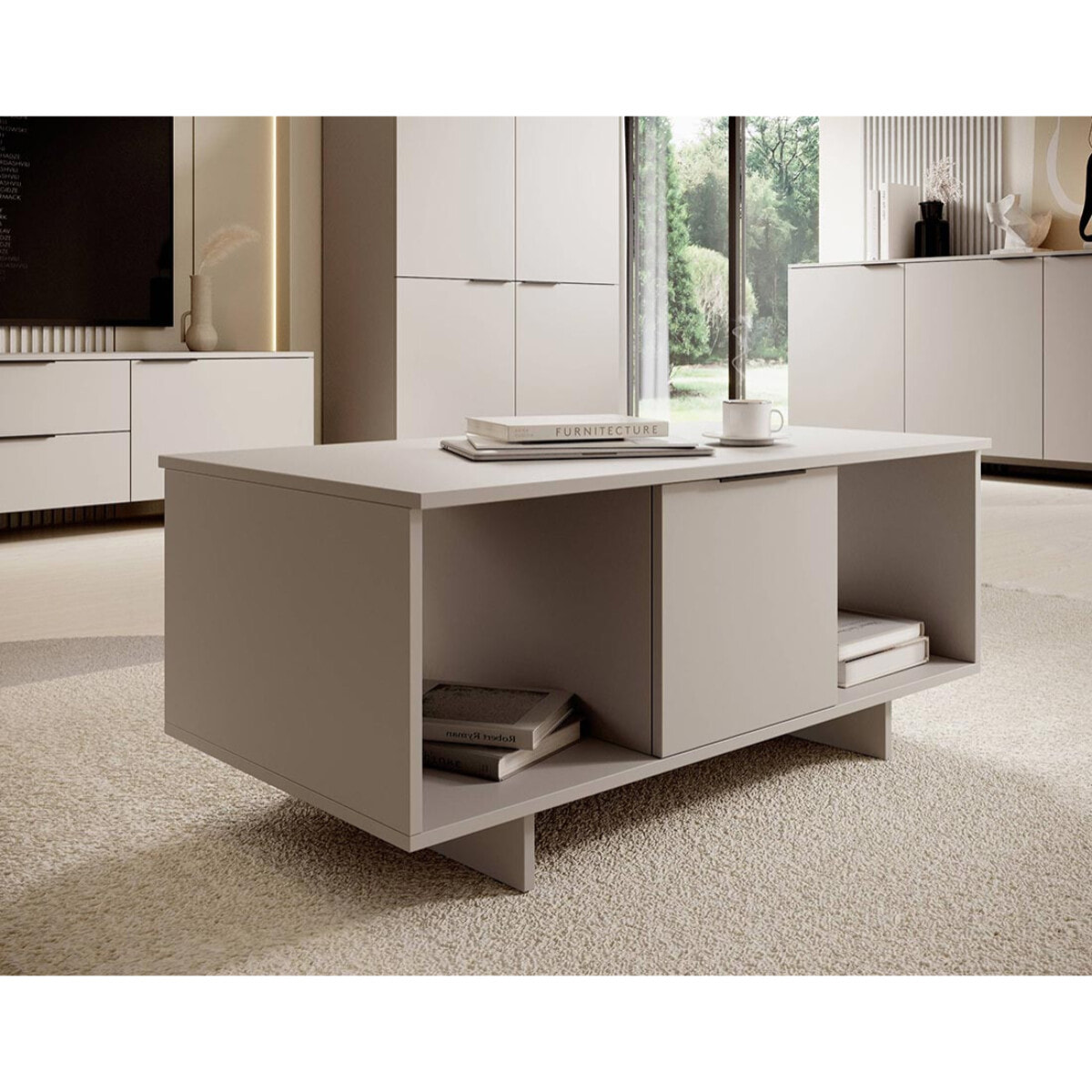 Canterbury - table basse - beige - 2 niches et 2 portes - 100 cm - Beige