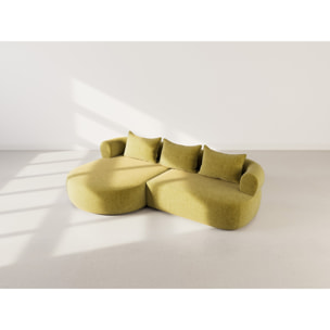 Angela - canapé d'angle gauche 4 places en velours texturé - Vert