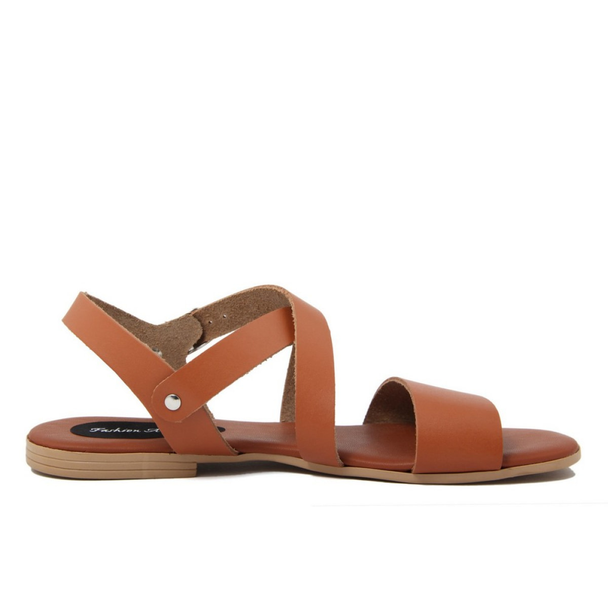 Sandali Flat Made in Italy in pelle colore Marrone, Altezza tacco 1,2 cm