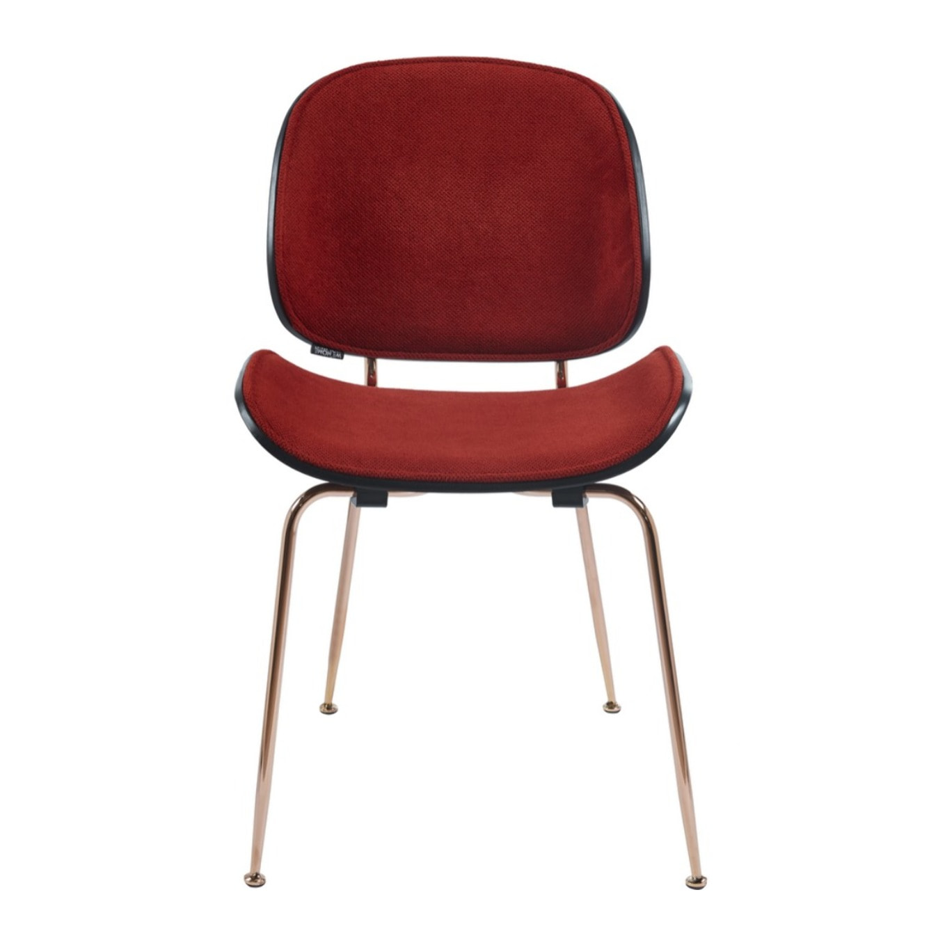 Set da 4 sedie design in tessuto rosso con struttura in oro rosa - Elizabeth