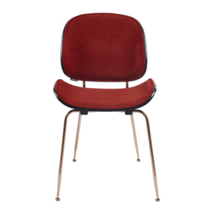 Set da 4 sedie design in tessuto rosso con struttura in oro rosa - Elizabeth