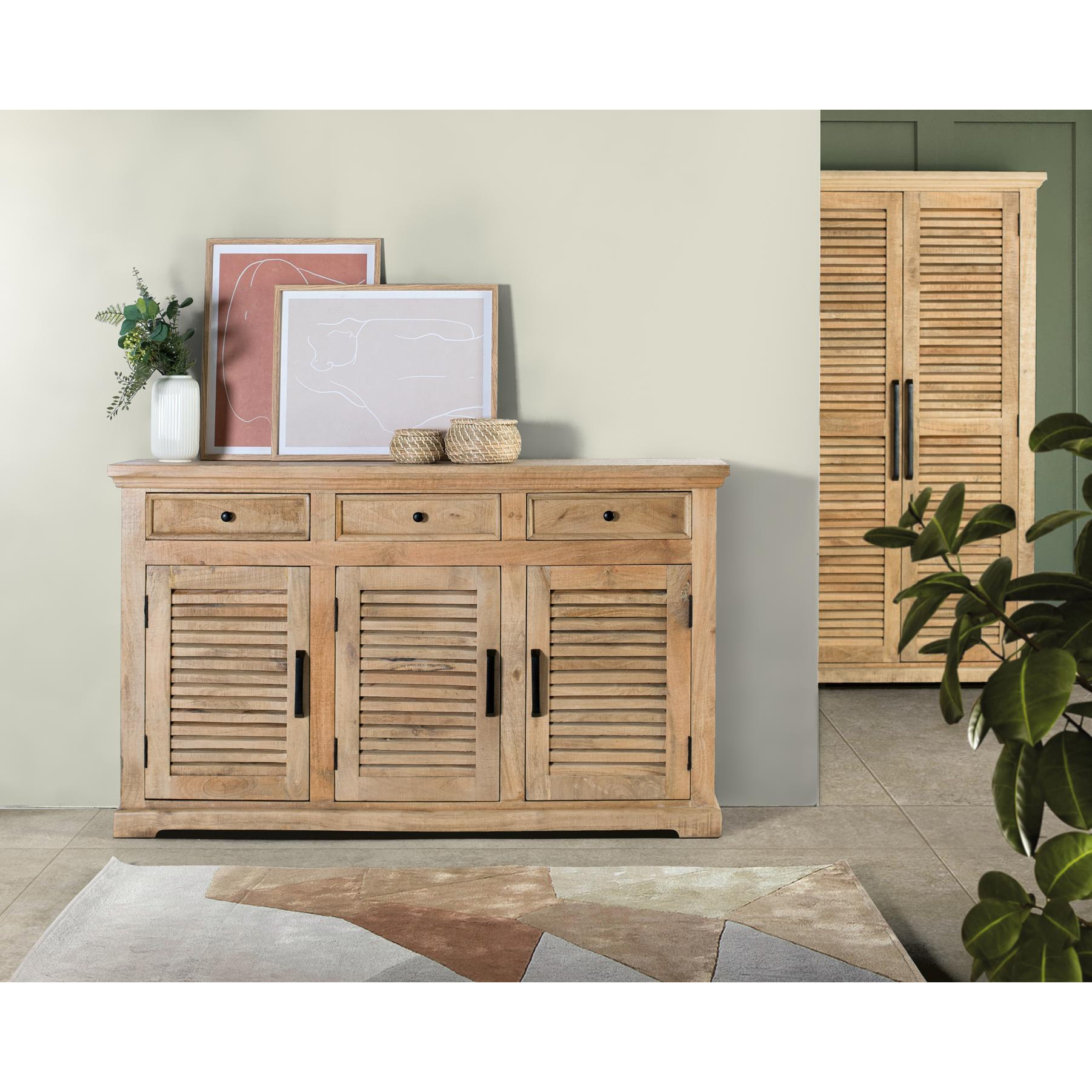 Aparador de Madera de Mango Estilo Rústico Contemporáneo