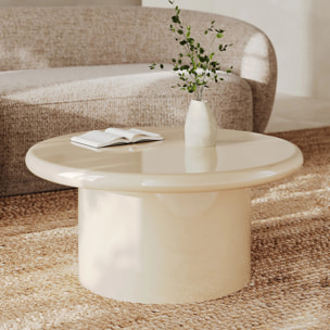 Table basse laquée blanche en MDF, D80 cm - Apoline