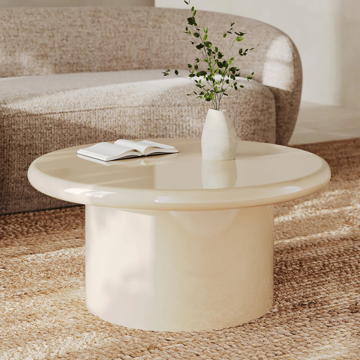 Table basse laquée blanche en MDF, D80 cm - Apoline