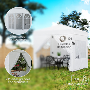 Carpa Plegable Pop-up Gazebo 2,5x2,5 m Cenador Plegable con 4 Paredes Laterales Anti-UV Altura Ajustable y Bolsa de Transporte para Camping Fiestas