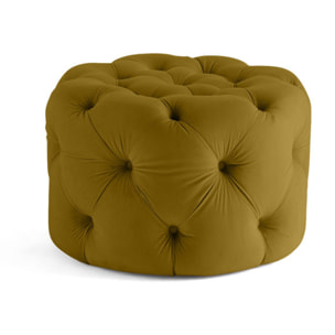 Gallata - pouf Chesterfield rond - en velours - Jaune