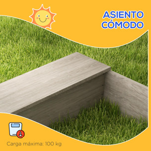 Outsunny Arenero para Niños de Madera Arenero Infantil con 2 Asientos 2 Cajas para Plantar y Juguete de Cocina para Patio Jardín 154x80x60 cm Gris