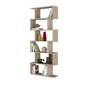 Libreria Joliet, Mobile portalibri alta bifacciale, Scaffale divisorio con 5 ripiani, Scaffale da ufficio moderno, cm 80x24h192, Rovere