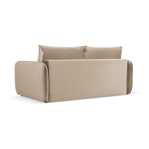Canapé convertible "Vienna" 3 places en velours beige