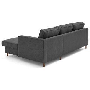 Jake - canapé d'angle droit 4 places convertible avec coffre en tissu velours relief - Gris Anthracite