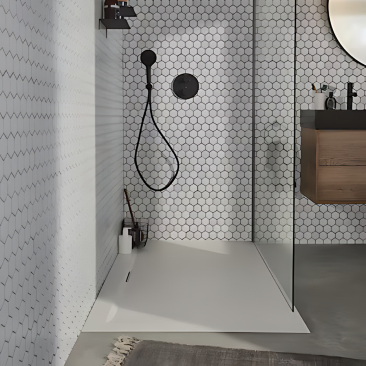 Pack receveur de douche 160 x 80 Flight Pure rectangle blanc + Kit d'étanchéité WEDI + Pieds