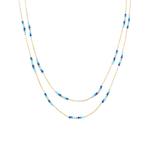 Collar Long Crystal Sea Acero Baño Oro