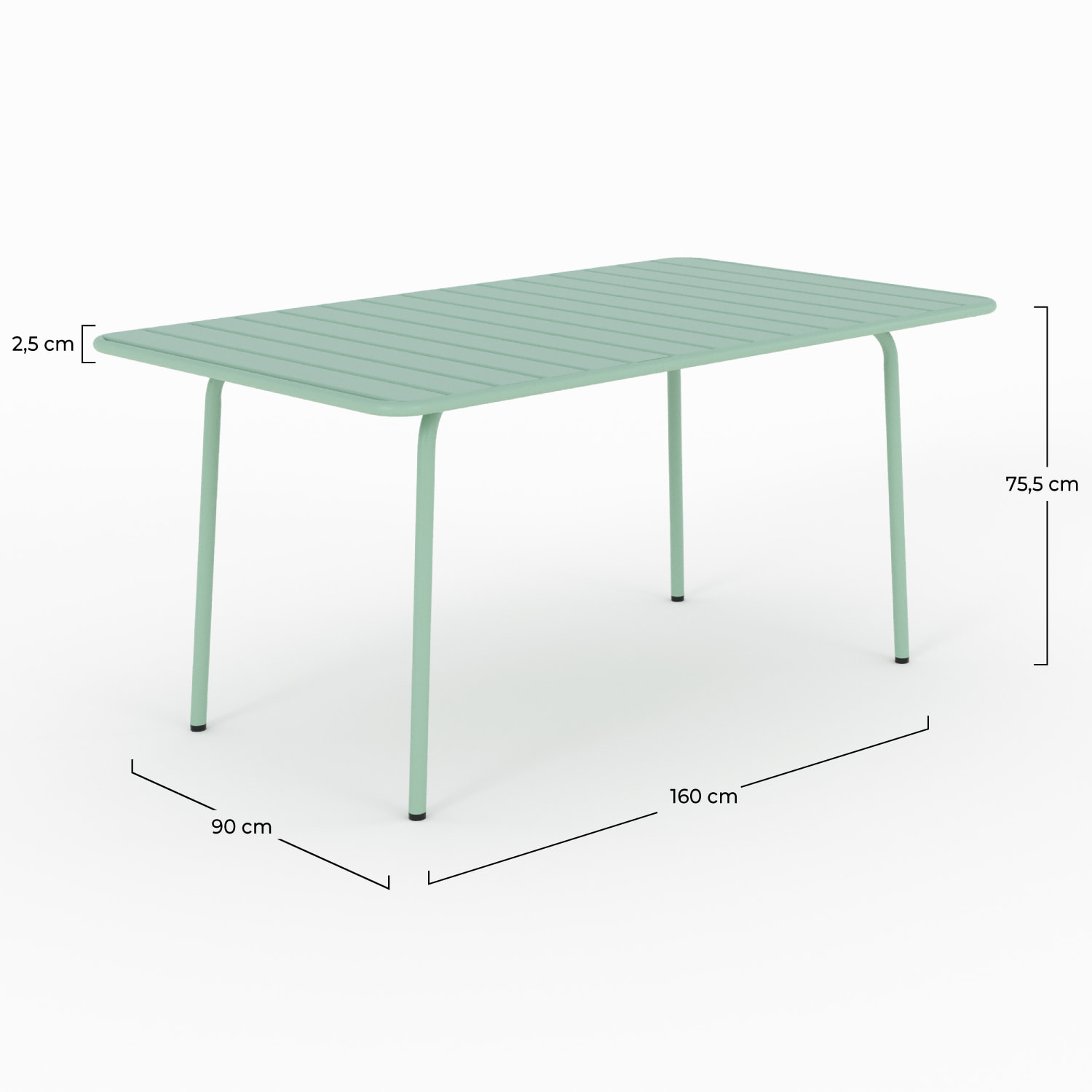 Table de jardin en métal vert clair 6 personnes - Yumi