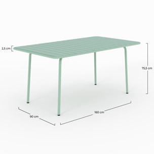 Table de jardin en métal vert clair 6 personnes - Yumi