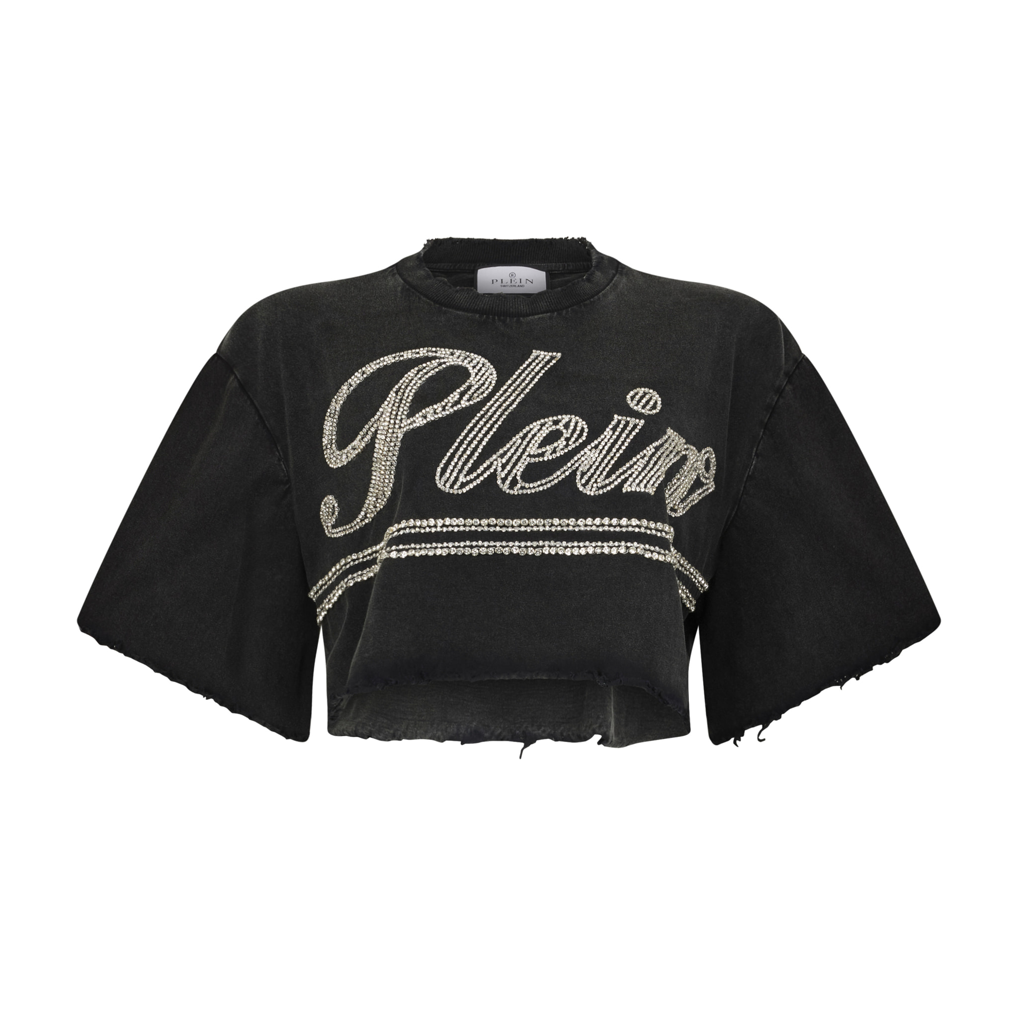 PHILIPP PLEIN Cropped T-Shirt Strass Signature