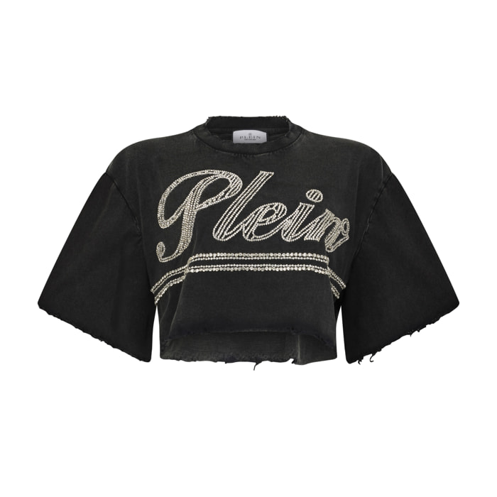 PHILIPP PLEIN Cropped T-Shirt Strass Signature