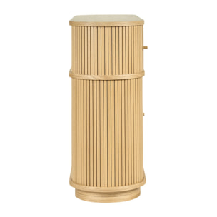 Console vintage en bois clair chêne avec portes coulissantes L120 cm EPIC