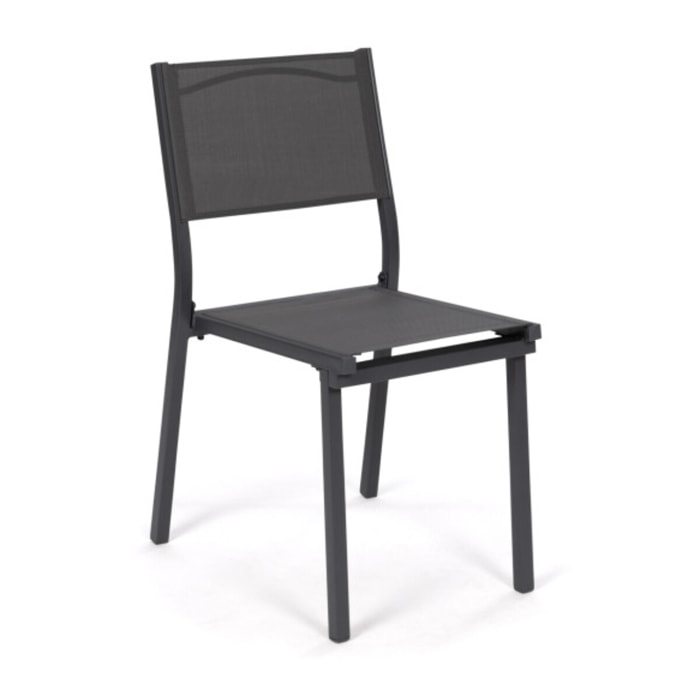 Chaises de jardin empilables en textilène grises - lot de 6