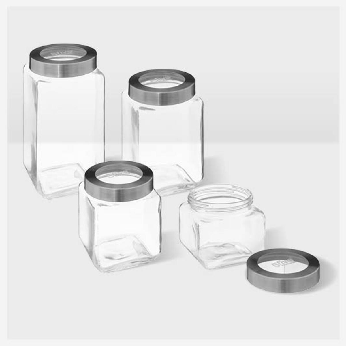 Bocal verre couvercle contour acier 12L Miro
