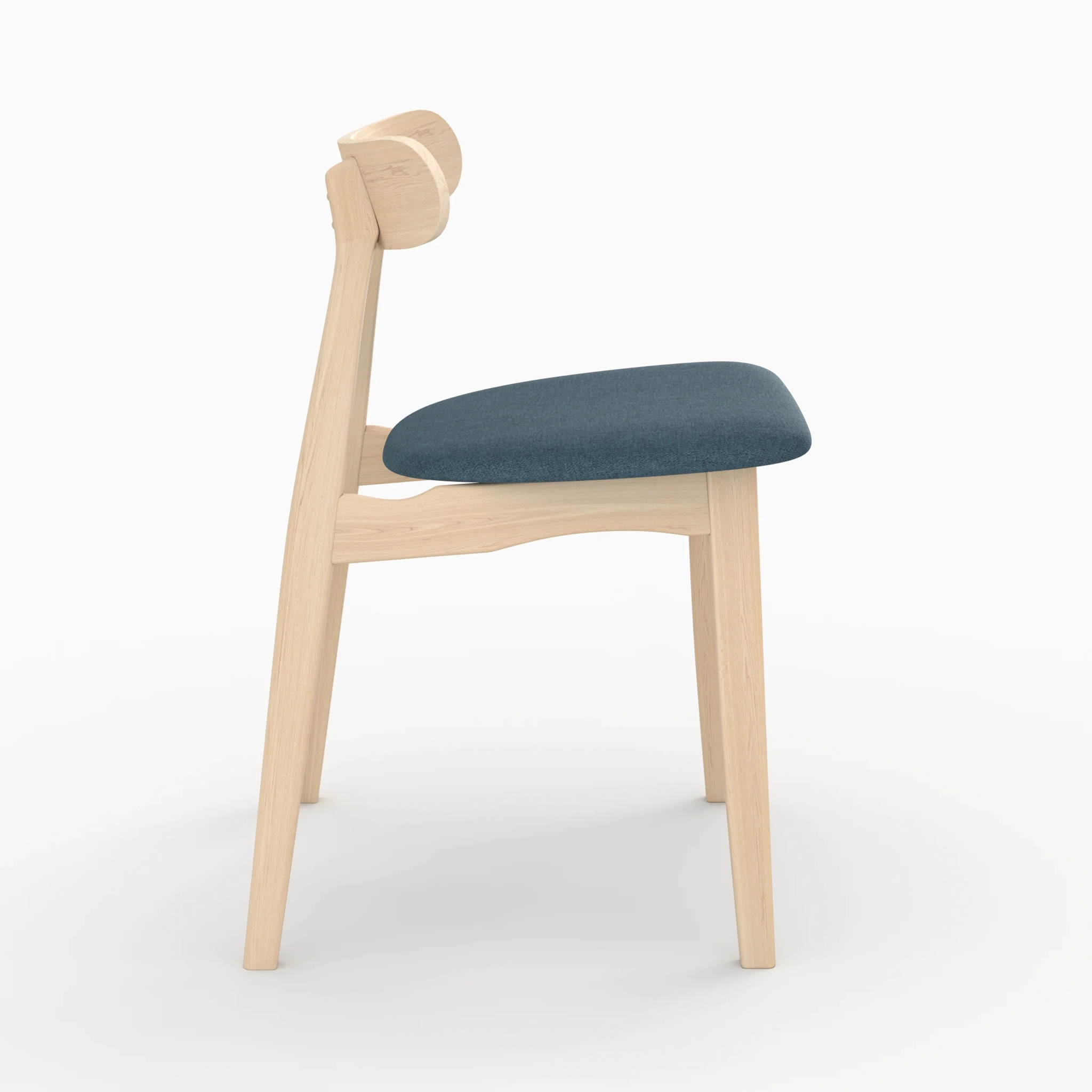 Lot de 2 chaises en tissu bleu et bois d'hévéa - Lisette