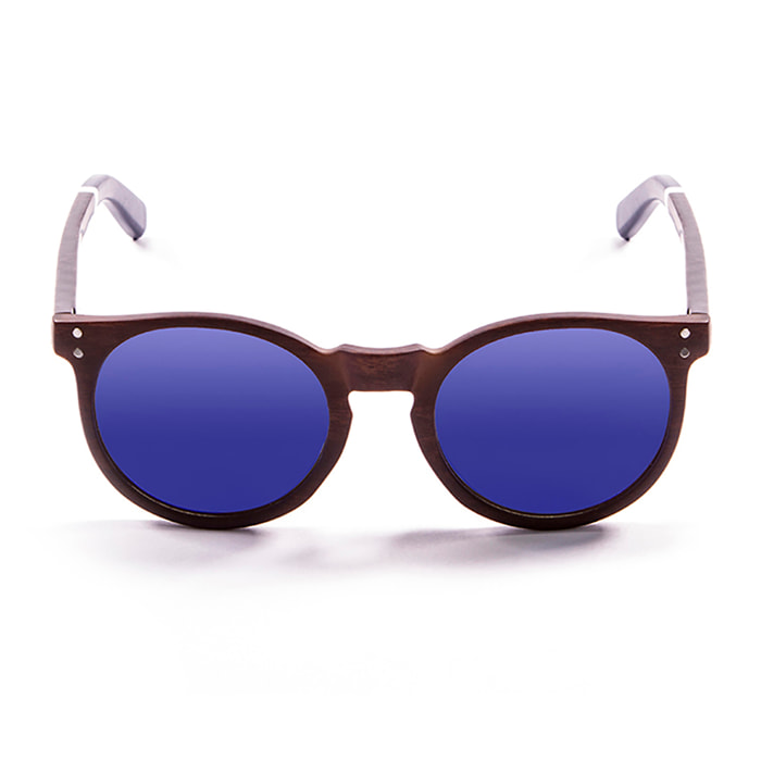 Gafas de sol OCEAN LIZARD WOOD - Bambú natural y patillas. madera oscuro natural blanco-azul oscuro / Revo azul