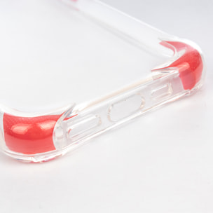 Carcasa transparente con relieve protector para cámara, esquinas reforzadas rojas, antichoque y antihuellas Magsafe para iPhone 17.