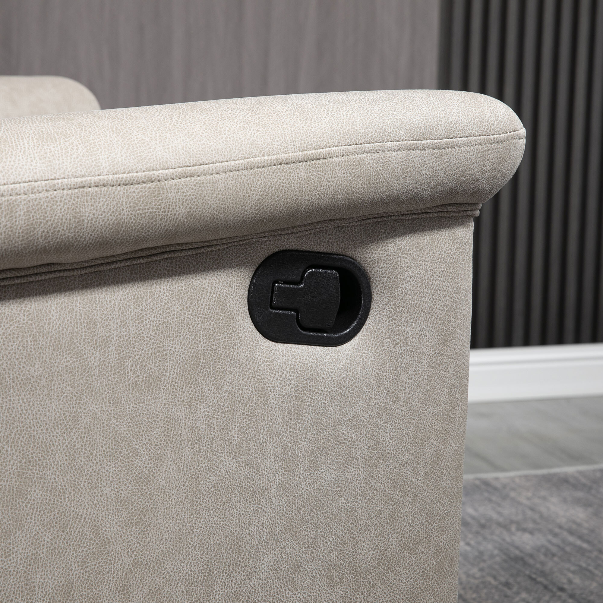 Sillón Relax Reclinable Manual, Sillón Relax de Tela con Reposabrazos, Reposapiés, Respaldo Alto, Acolchado Grueso, Butaca Reclinable hasta 135Âº para Salón, Dormitorio, Oficina, Gris