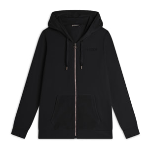Felpa zip da donna con cappuccio e tasche in velluto