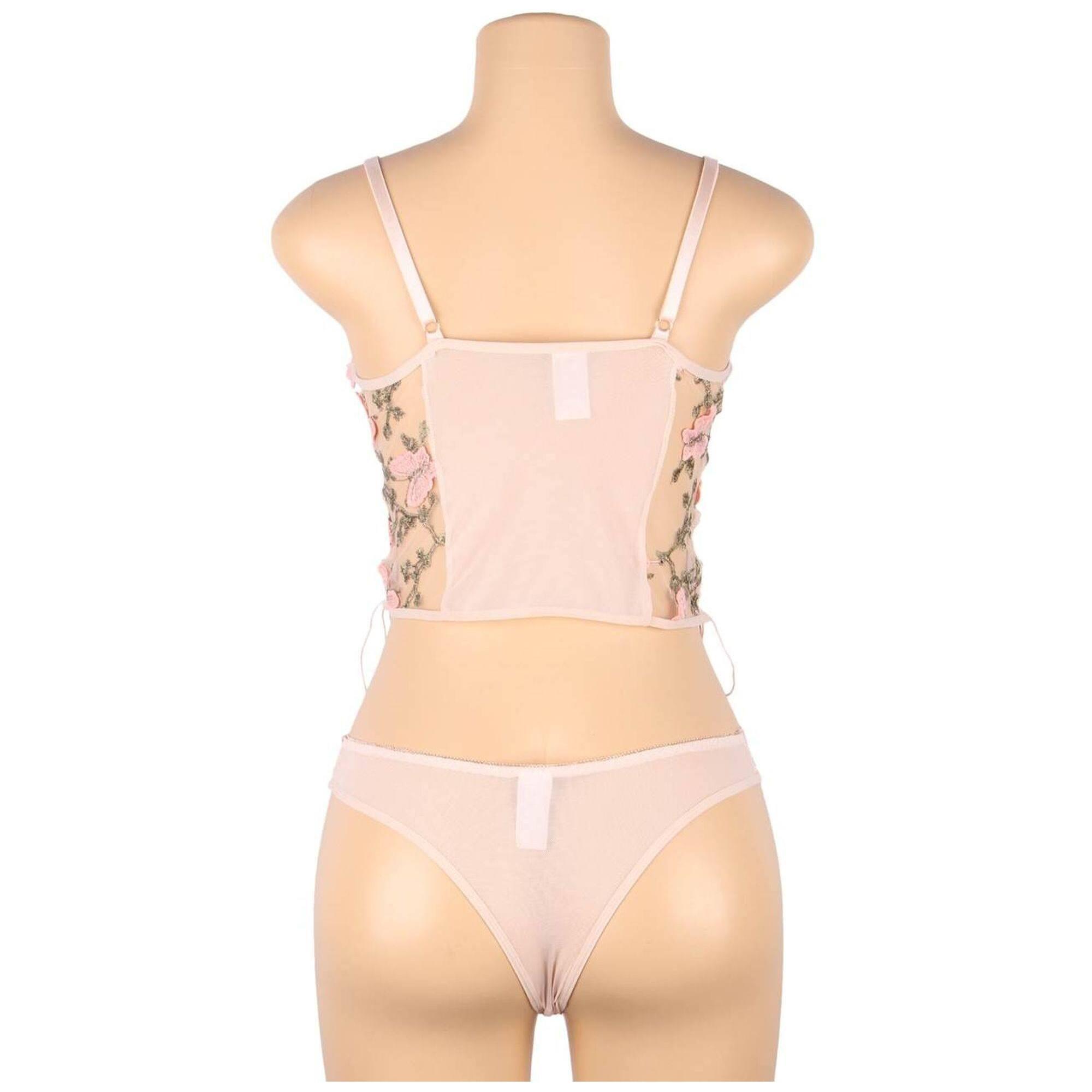 Top y bragas con estampado de mariposa blanco