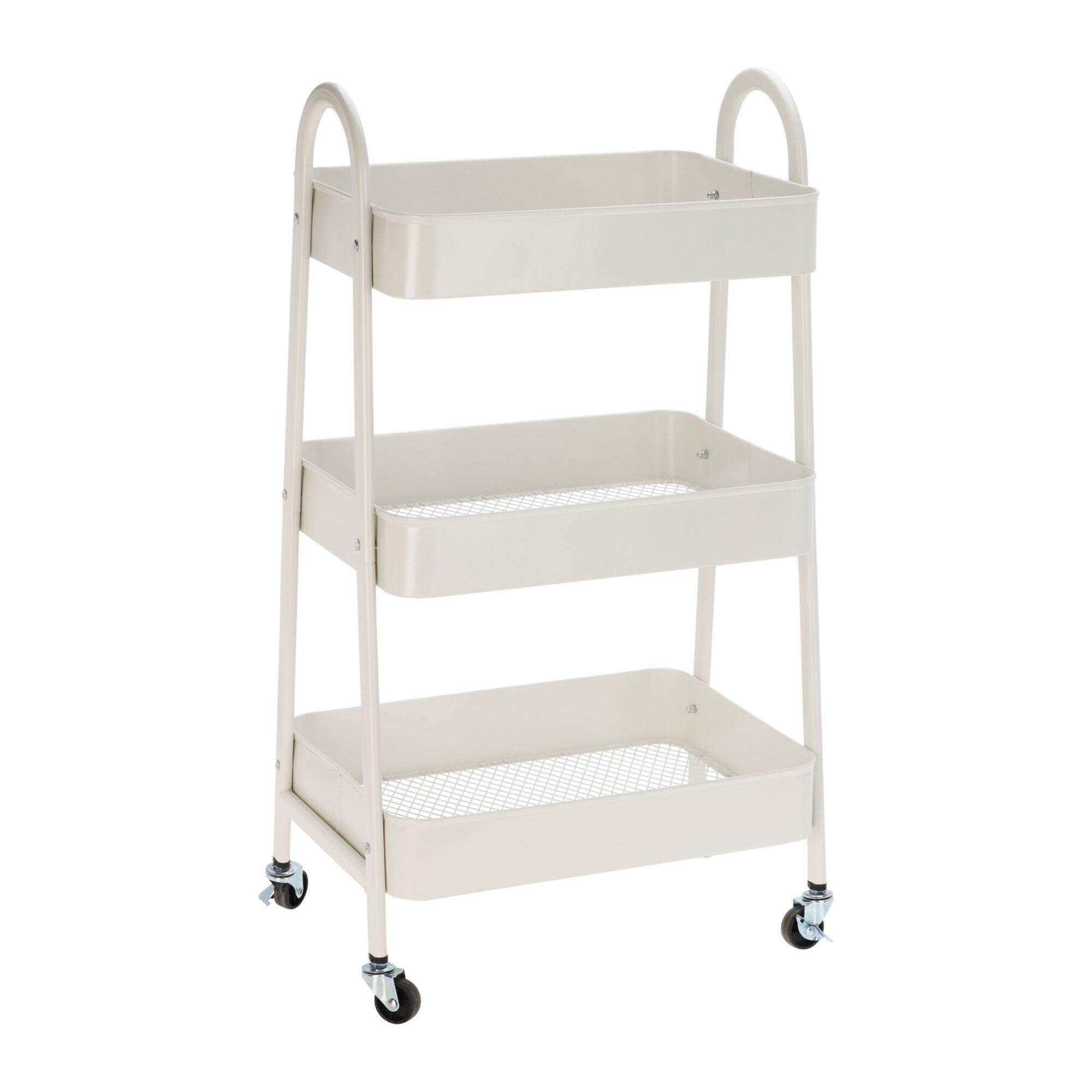 Well home carro de cocina blanco con 3 cestas y ruedas h.79,5cm