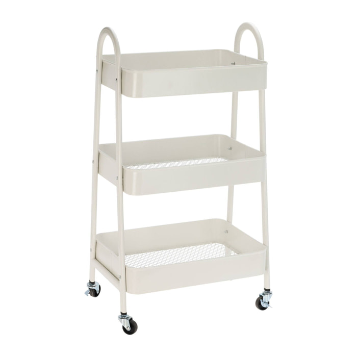 Well home carro de cocina blanco con 3 cestas y ruedas h.79,5cm