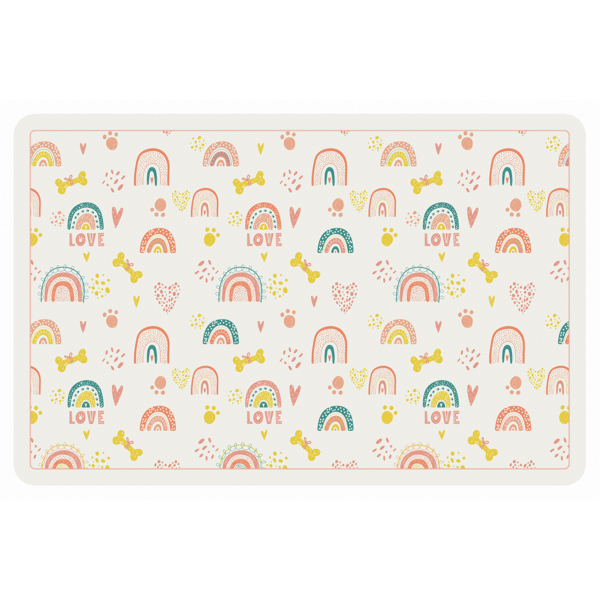 Alfombra de vinilo mascotas CERAMIKO, Love rainbows 48x75 cm