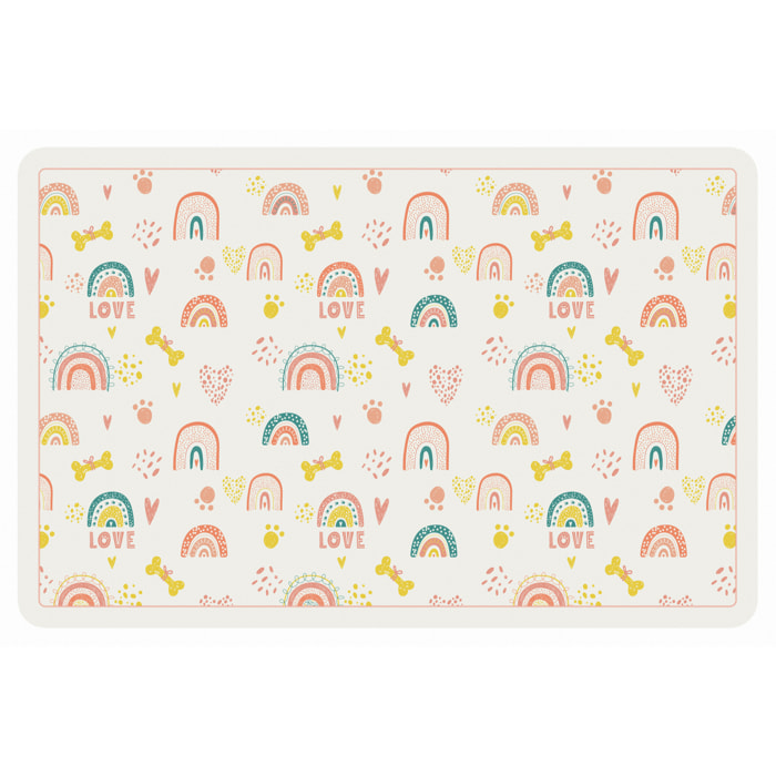 Alfombra de vinilo mascotas CERAMIKO, Love rainbows 48x75 cm