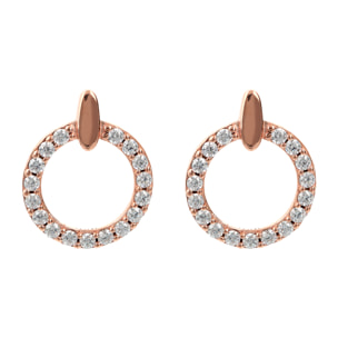 Orecchini a Lobo in Argento 925 placcato Oro Rosa 18Kt con Cerchio in Pavé di Cubic Zirconia