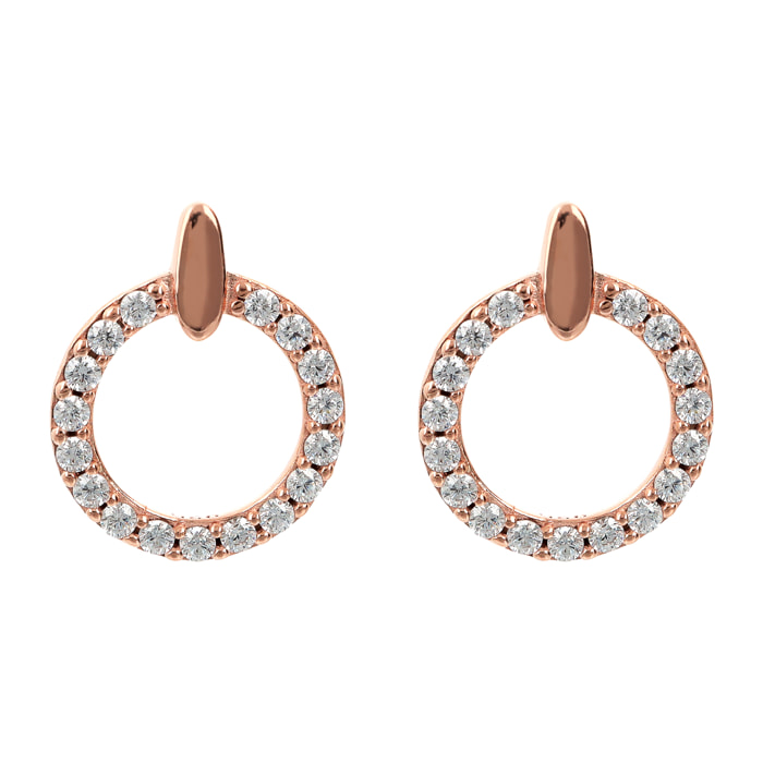 Orecchini a Lobo in Argento 925 placcato Oro Rosa 18Kt con Cerchio in Pavé di Cubic Zirconia