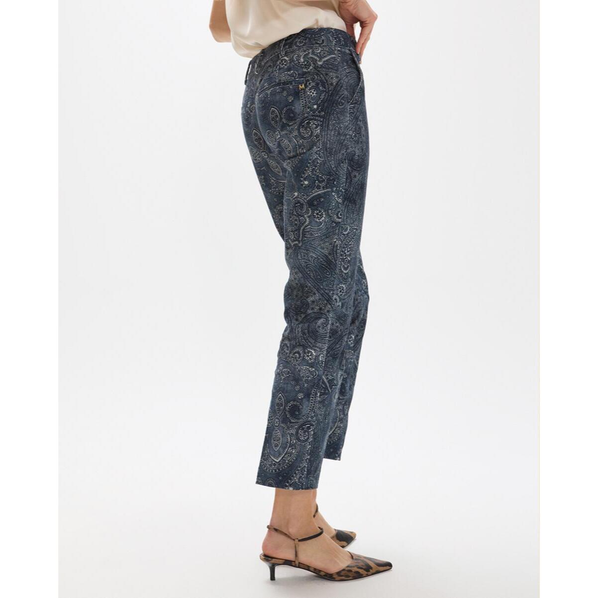 Pantaloni svasati in micro velluto a coste stampato