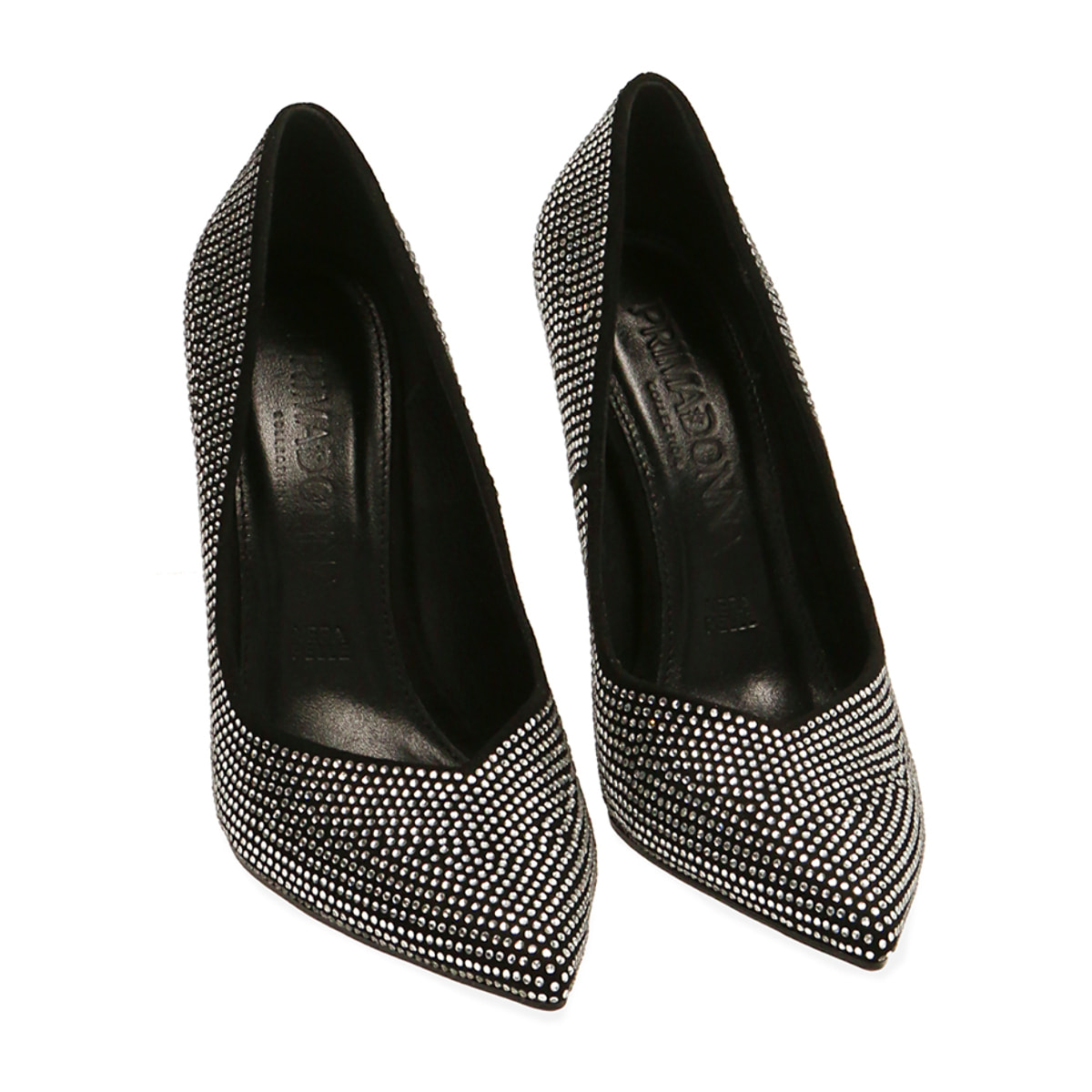 Décolleté nere con strass, tacco 10,5 cm