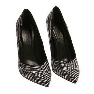 Décolleté nere con strass, tacco 10,5 cm